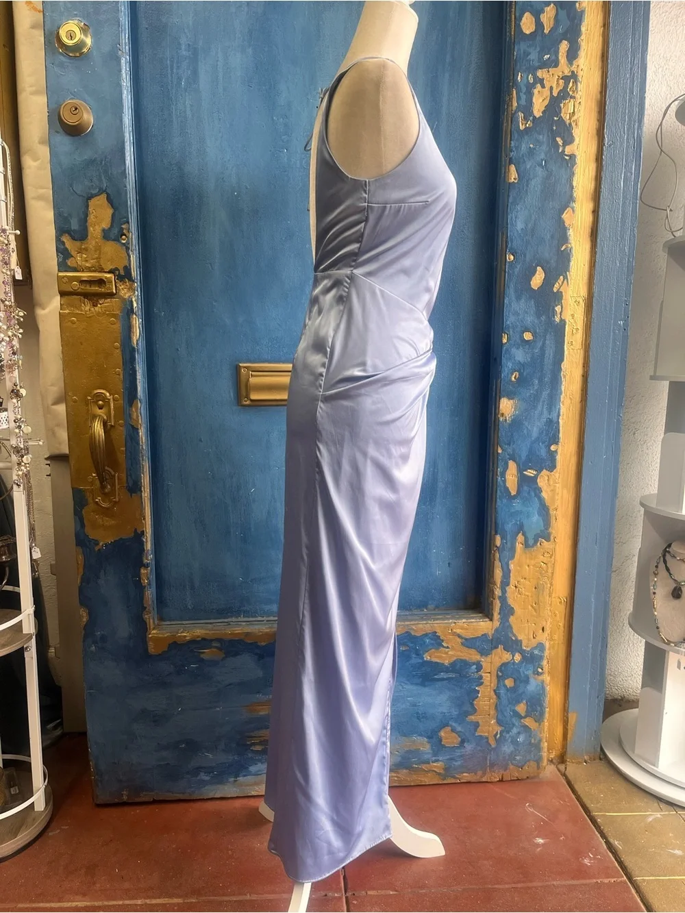Abercrombie & Fitch Satin Lavender Twist-Front Maxi Dress